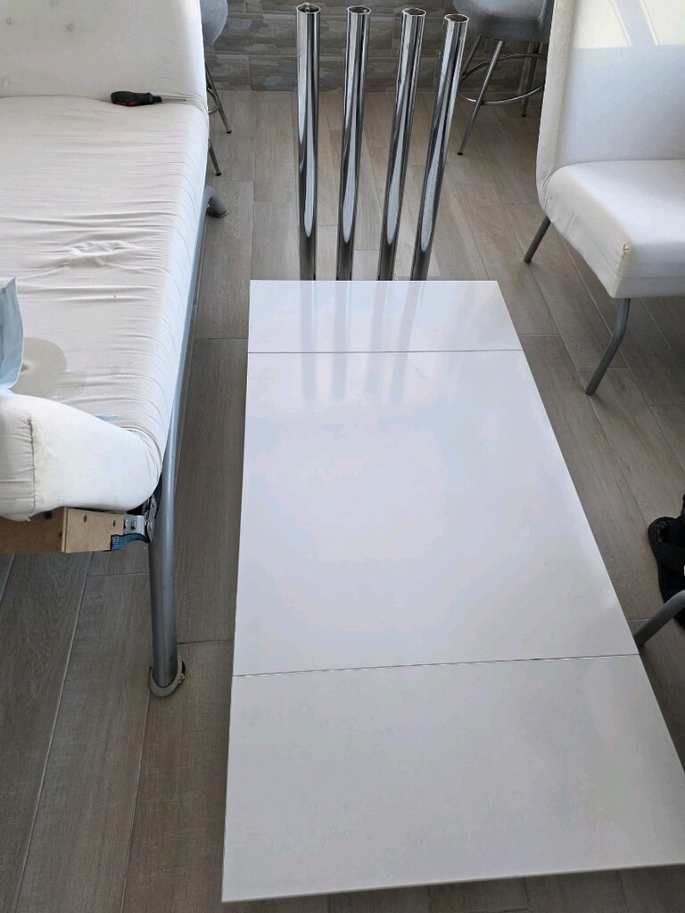 açılır kapanır beyaz renkte mutfak yemek masası - 4