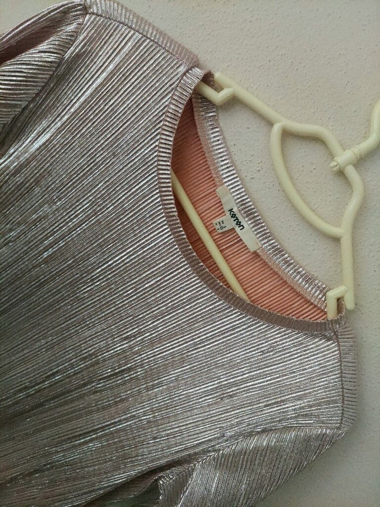 KOTON mini pileli metalik gül kurusu bluz - 2