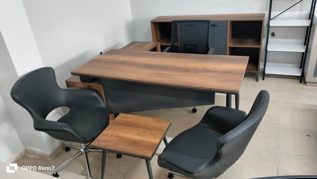 DEKOR BÜRO MOBİLYALARI 160X75 EKO CEVİZ MAKAM SETİ SIFIR - 2
