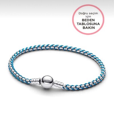 PANDORA (19 cm) MAVİ İPLİ SERTİFİKALI GÜMÜŞ BİLEKLİK