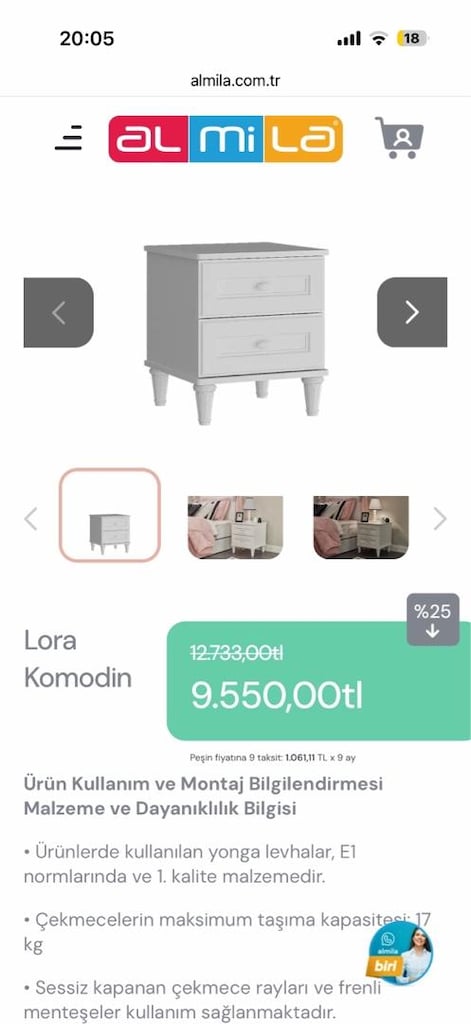 ALMİRA LORA MODELİ KARYOLA +KOMIDIN+ŞİFONYER+YATAK GENÇ ODASI - 13