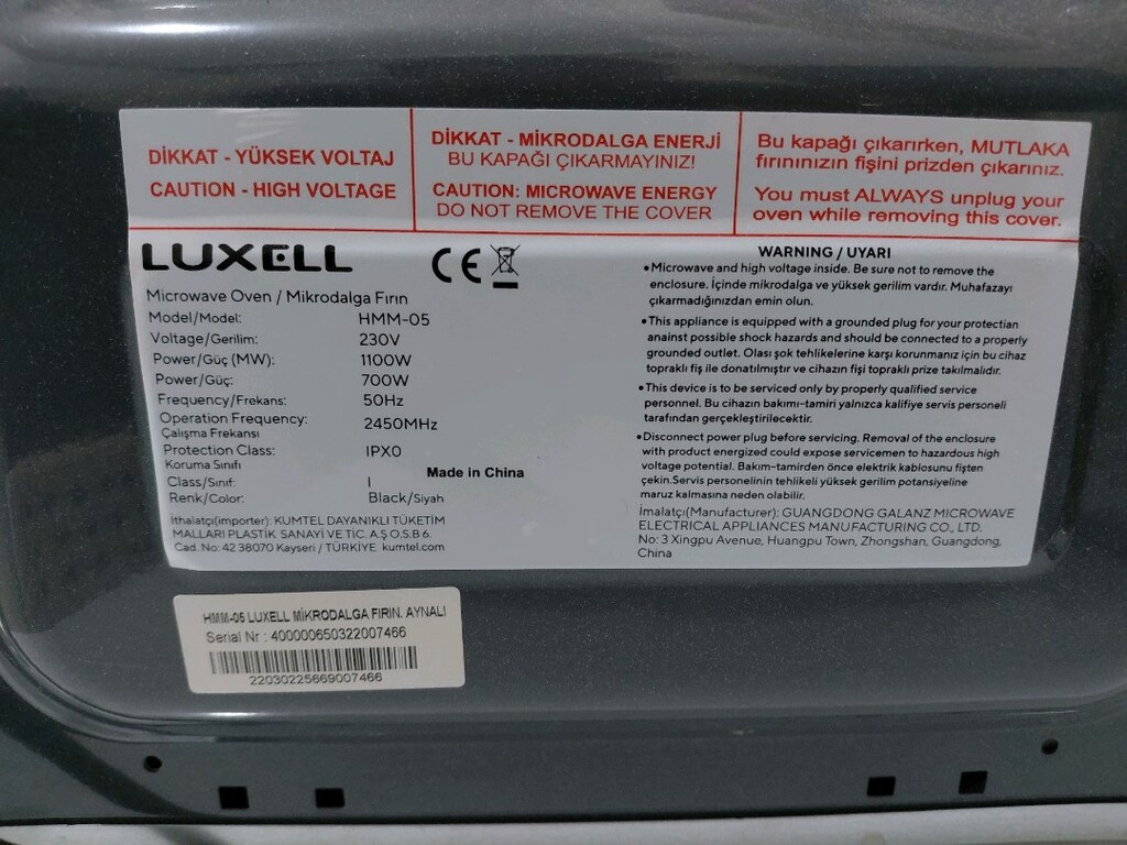 Luxell Mikrodalga Fırın Siyah – HM-05 - 6