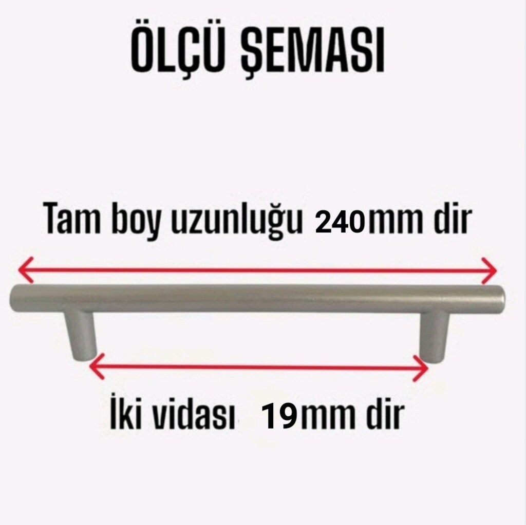 Çubuk Boy Dolap Kulp Mat Krom 190mm - 2