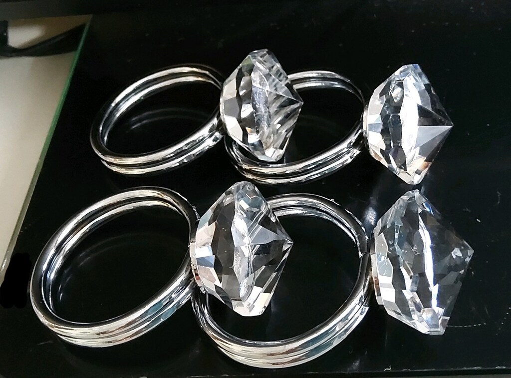 Alman Kristal peçetelik, halkası, tokalar, 4 adet, SIFIR - 4