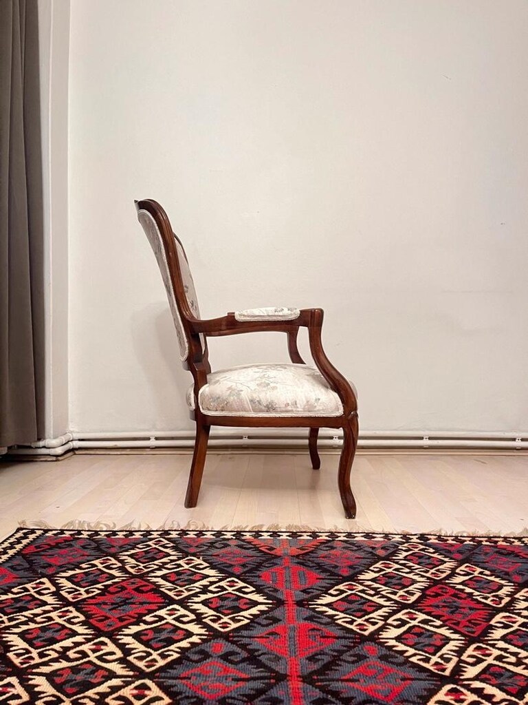 Antika Ceviz Yeni Döşenmiş Çift Berjer - 13