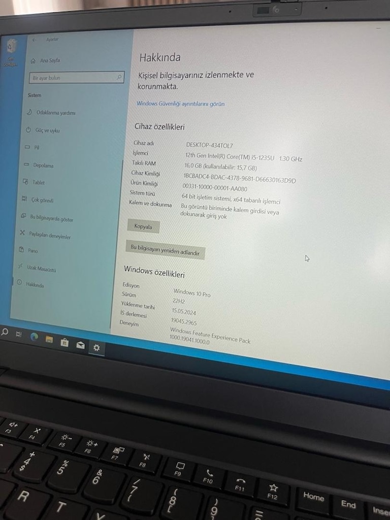 Lenovo ThinkPad E15 Gen 4 – i5 12. Nesil – 16 GB RAM – 512 GB SSD - 7