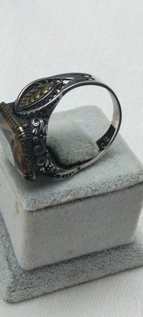 925 Ayar Gümüş Zultanit Taşlı Yaprak Motifli Erkek Yüzük – 12,5 Gram - 6