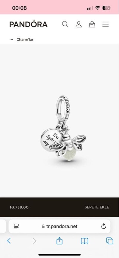 pandora ateş böcekli charm