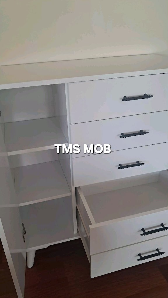 şifonyer mdf 5 çekmeceli raflı kapaklı çok amaçlı dolap - 2