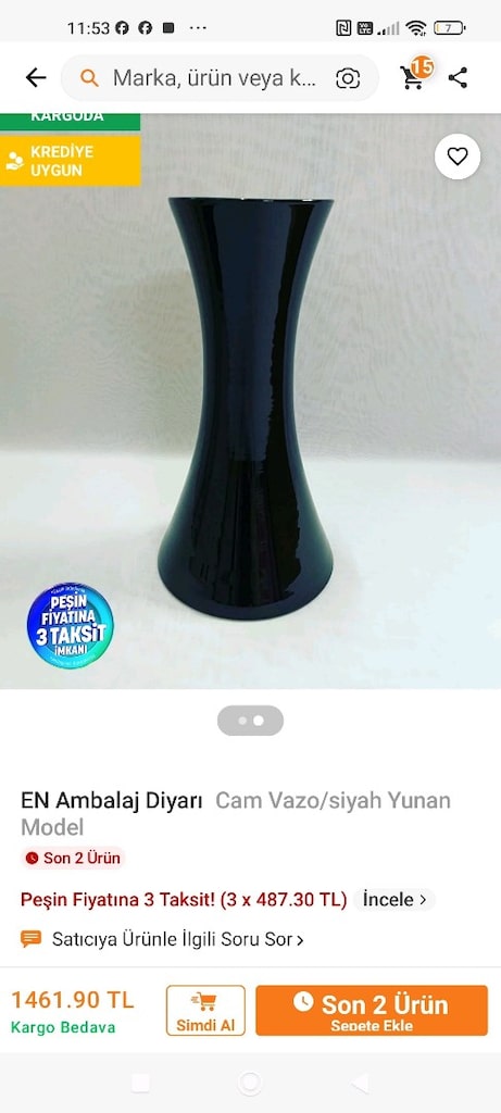 siyah cam vazo - 2