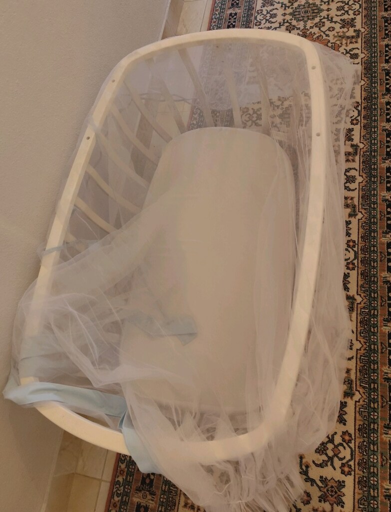 Ahşap Beyaz Bebek Beşiği - 6