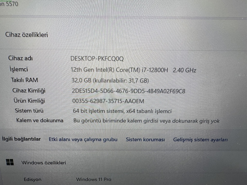 DELL PRECİSİON WORKSTATİON İ7 12. NESİL 32 GB RAM 256 + 512 NVME - 4
