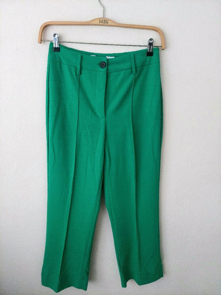 Bayan yeşil renk kumaş pantolon