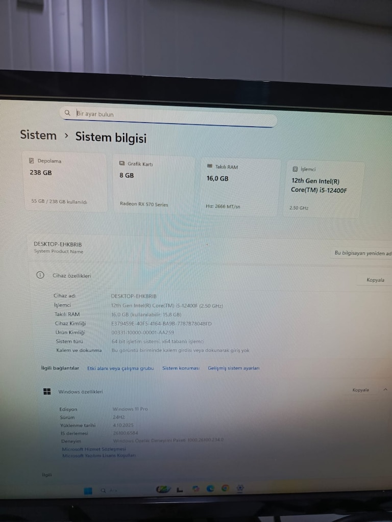 İ5 12400F İŞLEMCİ + 16GB RAM + 8GB EKRAN KARTI - 5