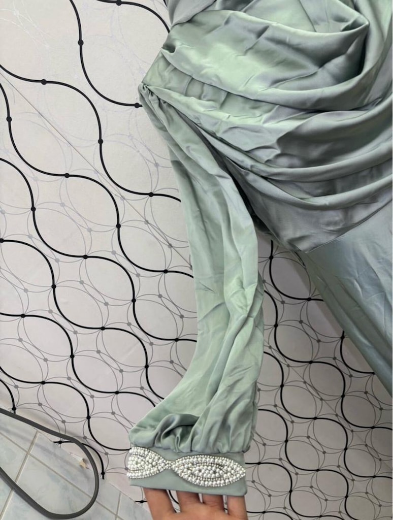 Mint Yeşili Tesettür Abiye - 5