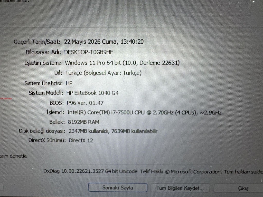 HP ELİTBOOK İ7 7. NESİL 8 GB RAM 256 NVME - 6