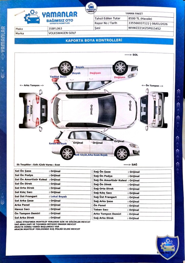 ACİLL TEMİZ BAKIMLI GOLF 6 - 17