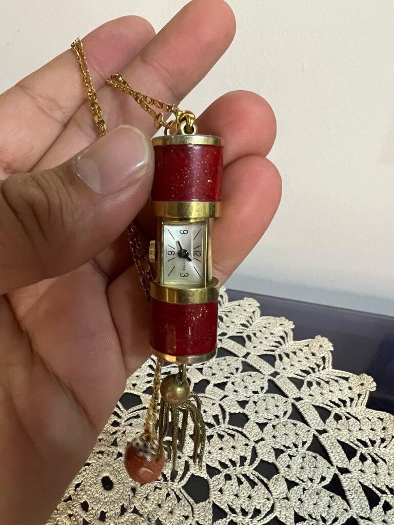 1960’lar jean perret geneve ruj kılıfı tarzı kolye saat - 5