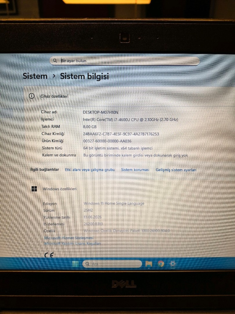 Laptop DELL i7 İşlemci 8GB Ram SSD Pili Yeni - 5
