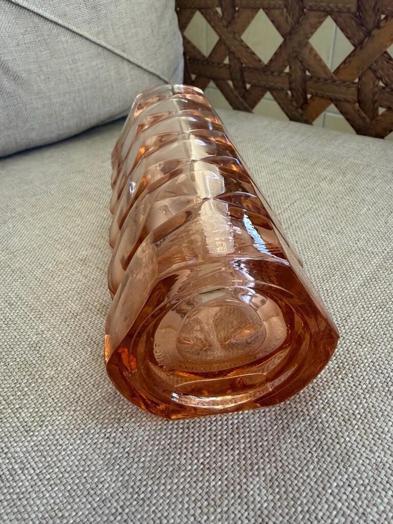Vintage Luminarc Üçgen Pembe Vazo 17cm - 5