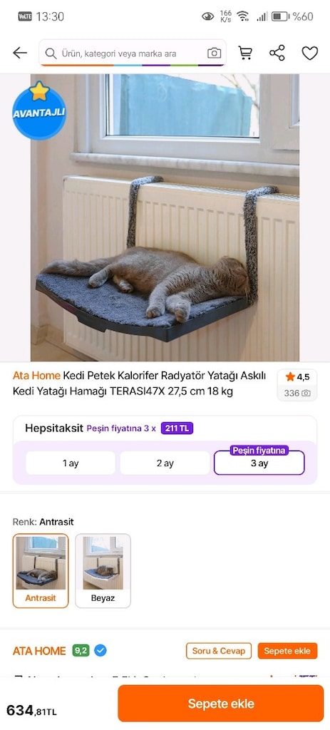 Kedi Kalorifer Radyatör Petek Hamak Yatağı - 18 kg Taşıma Kapasiteli