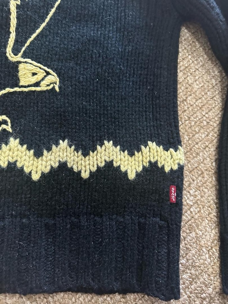 Lives vintage Siyah Fermuarlı,Desenli,sırt detaylı %100yün hırka - 2