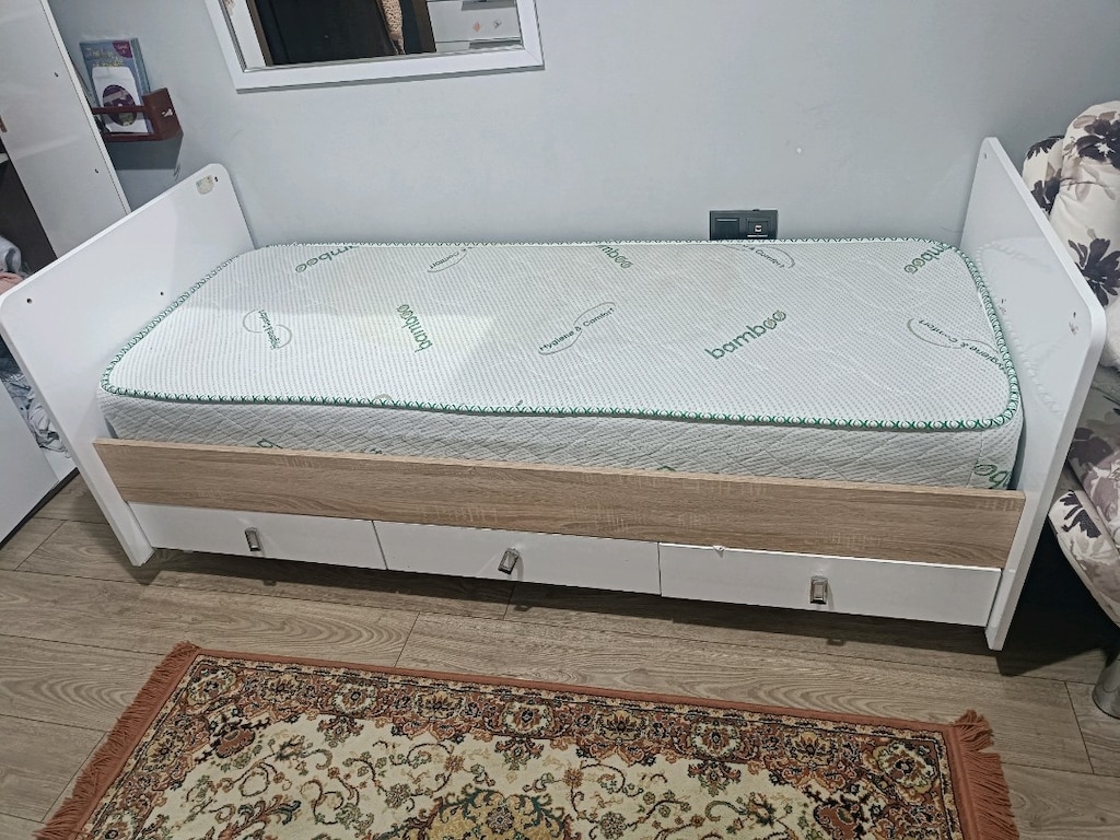 2 Yatak 2 Döşek 1 Dolap 1 Şifonyer ve bebek yatak seti komple set - 3