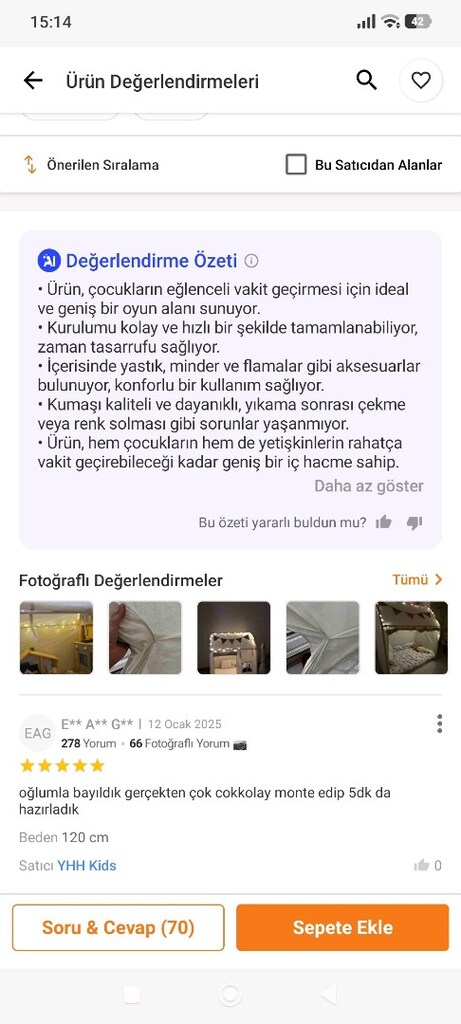 casamio ışıklı oyun evi çocuk çadırı minder ve yastıklar var bej sıfır - 8