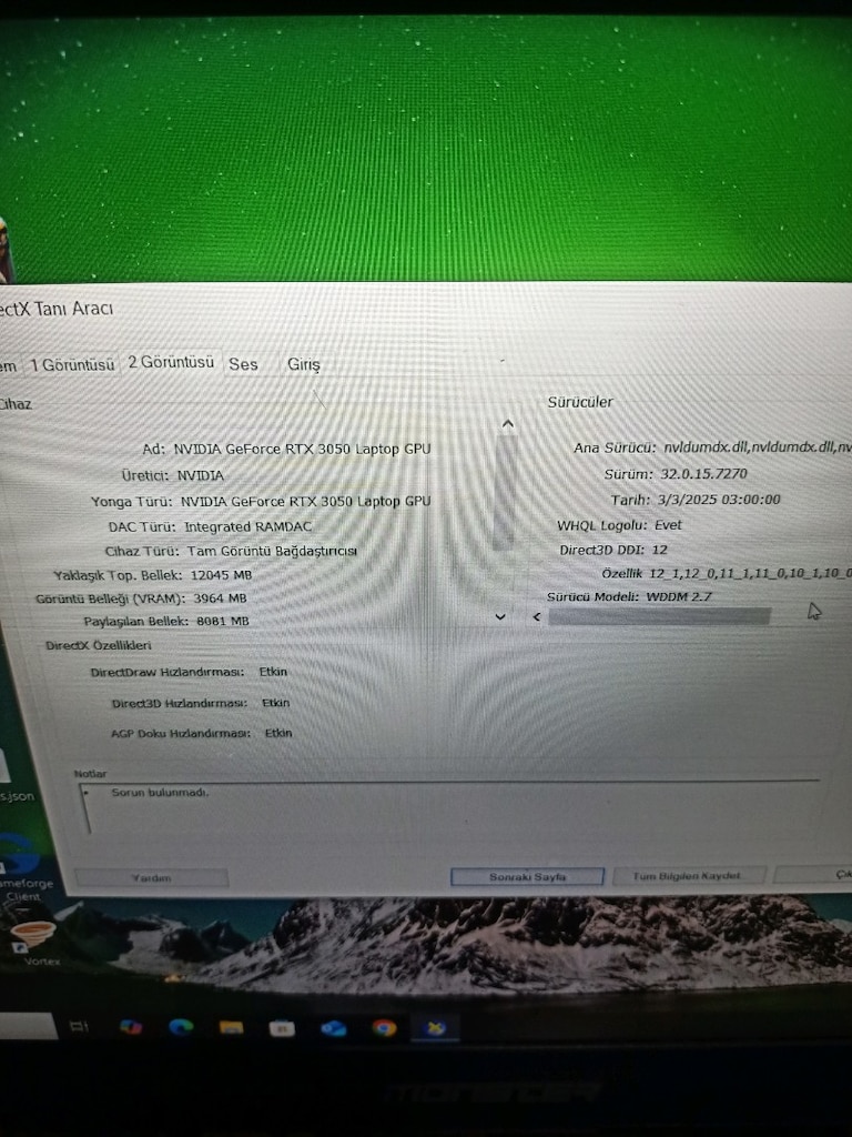 Bu güne özel fiyat!! Monster Abra A5 V17.1/ 3050 Ekran kartlı /1TB M2 - 4