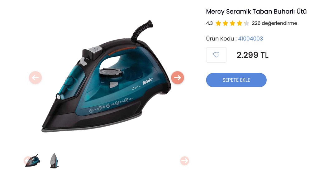 SIFIR KUTULU FATURALI FAKİR MERCY SERAMİK TABAN BUHARLI ÜTÜ - 2