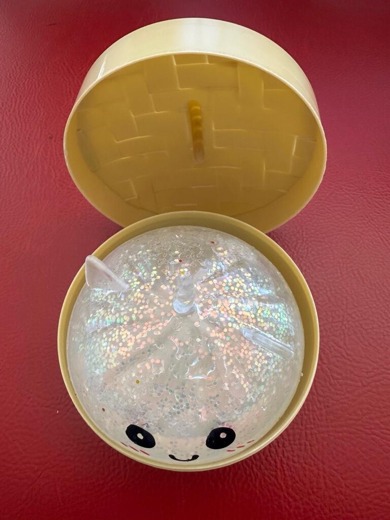 Çin Mantısı Simli Seffaf Kedicik Squishy Oyuncak - 2