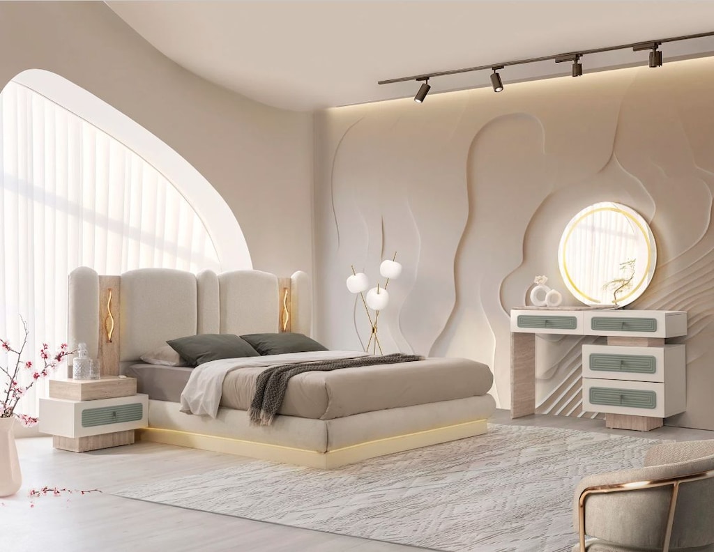 Sıfır, %100 MDF , 6 Kapılı Gardırop - Aytaşı , Traverten, TURKUAZ - 14