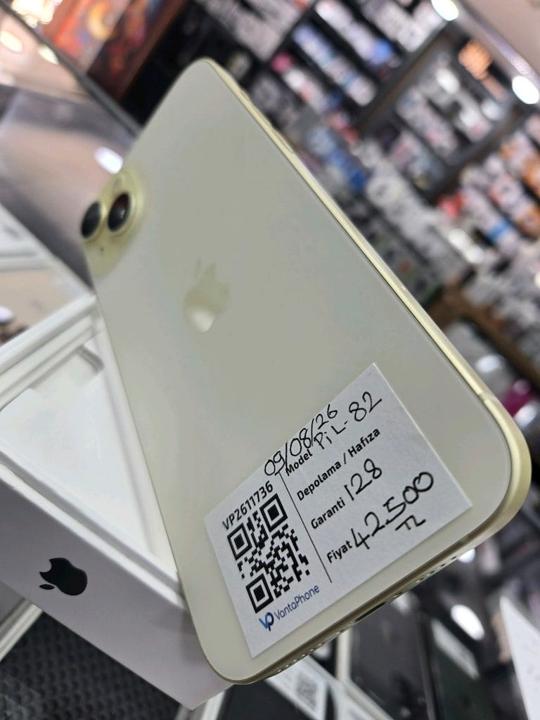 iPhone 15 Plus 28 GB sarı pil 82 hatasız kutu fatura mevcut - 2