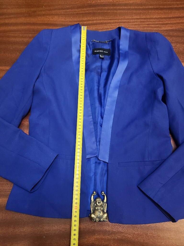 MANGO Mavi Saten Detaylı Blazer - 6