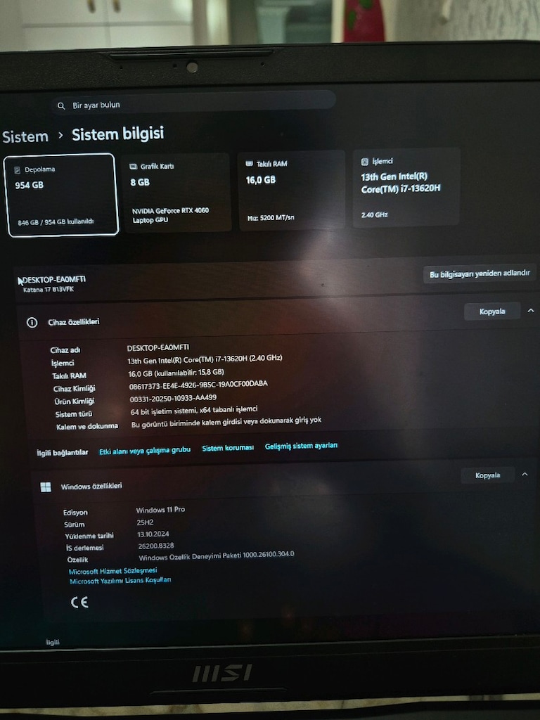 MSI KATANA 17 B13VFK-1037XTR I7-13620 RTX 4060 8GB FULL EKİPMAN KUTULU - 2