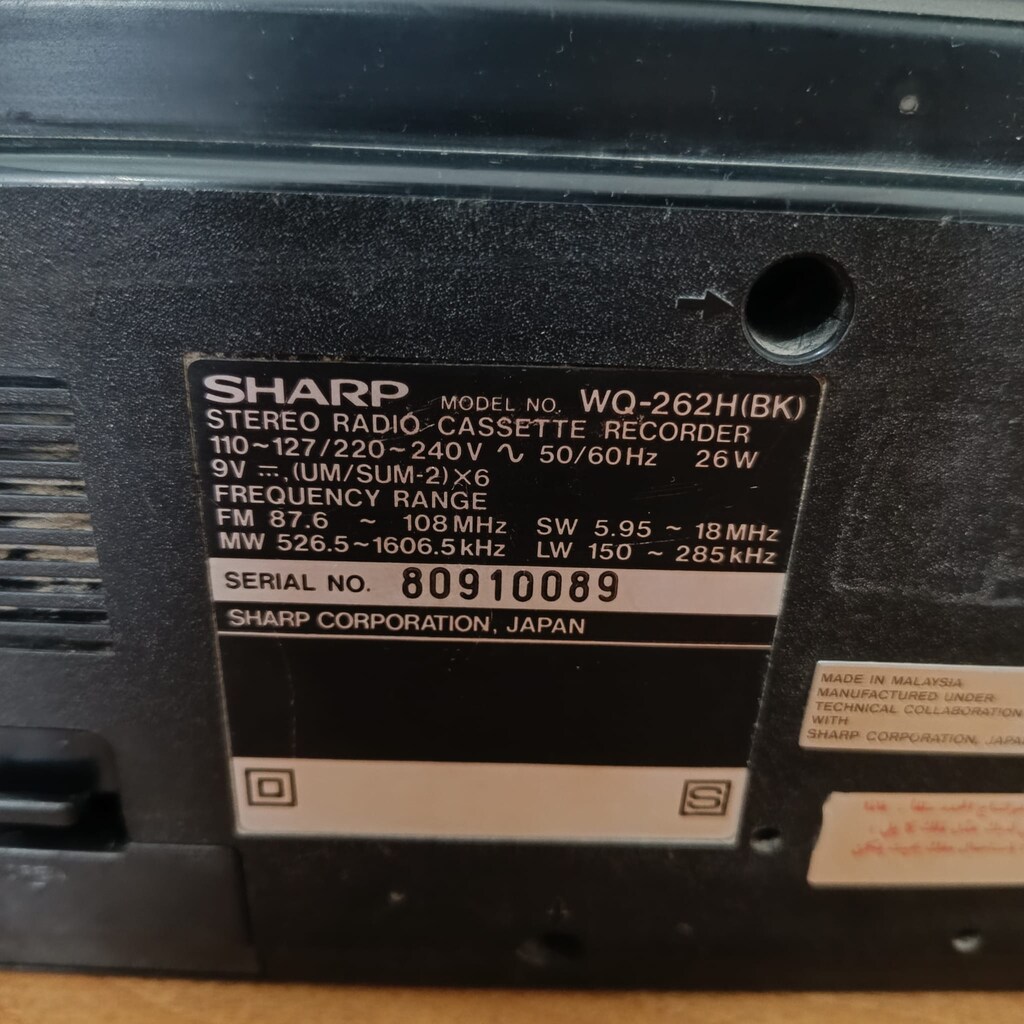 Sharp WQ-262H (BK) Radyo,Kasetçalar.ÜCRETSİZ KARGO.Dikimevi Mevkii - 6