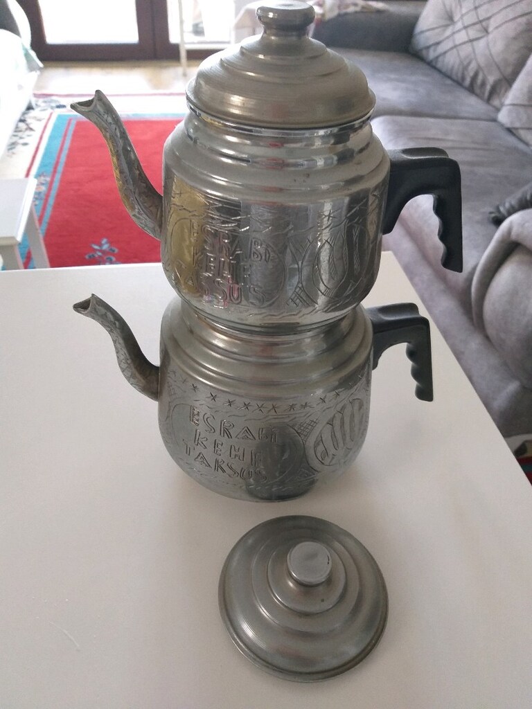 bakır çaydanlık takımı kalayli esabi kef desenli sıfır - 3