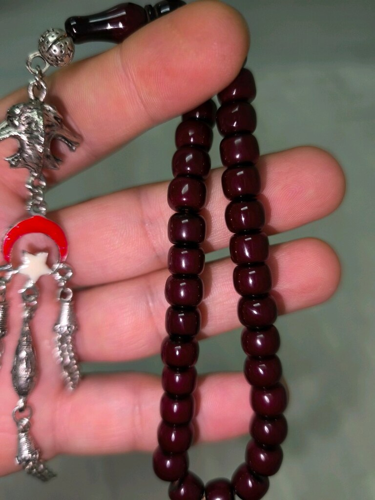 bilek boy kurt başlı sıkma kehribar tesbih - 2