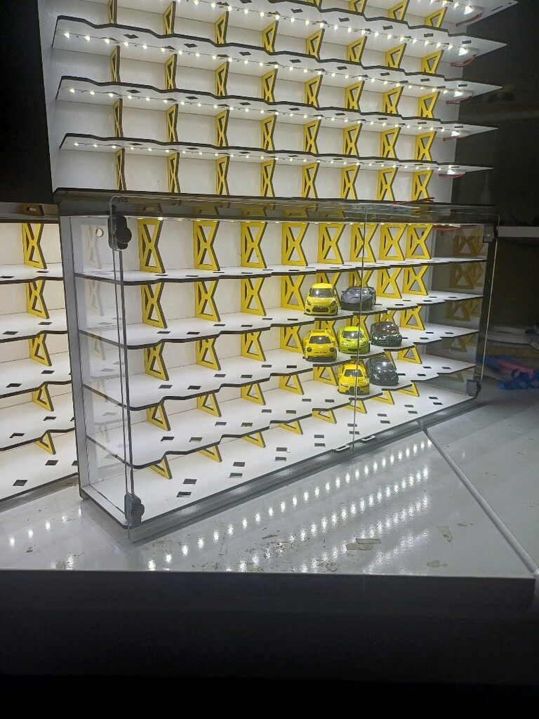 1/64 ölçekli Kapaklı şeffaf koleksiyon araba rafı araç standı 1 adet - 2