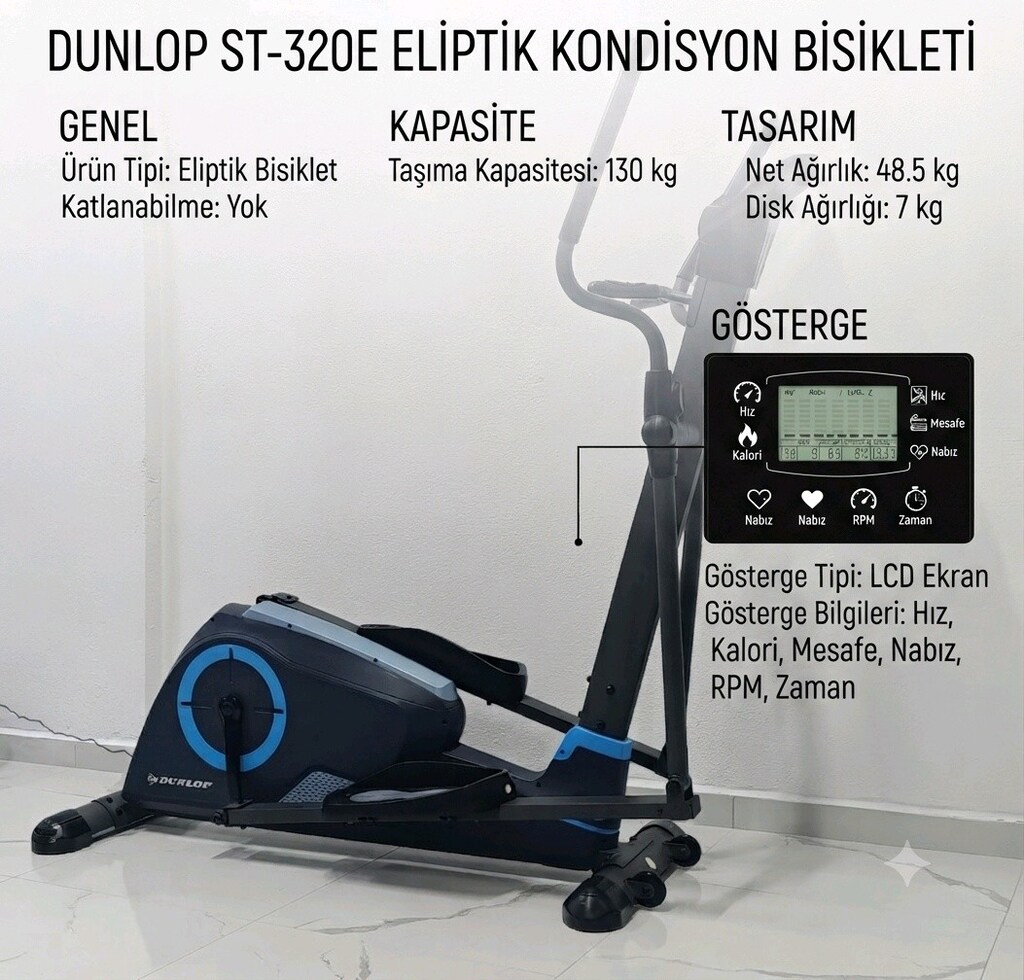 Dunlop ST-320E Eliptik Kondisyon Bisikleti ADRESE KURULUM DAHİL - 9