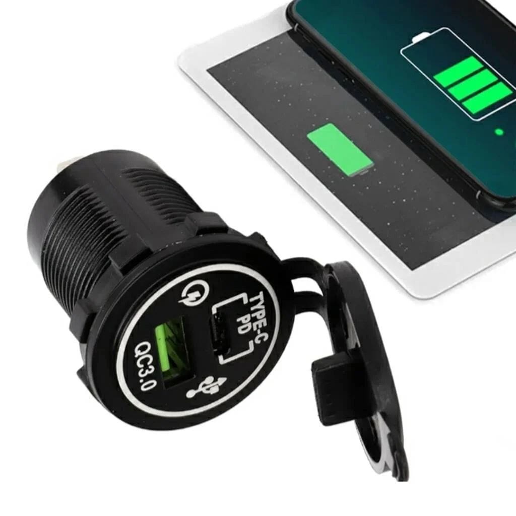 12-24 Volt USB QC3.0 + PD Type-C Pano Tipi Çakmaklık Soketi 41 mm - 2