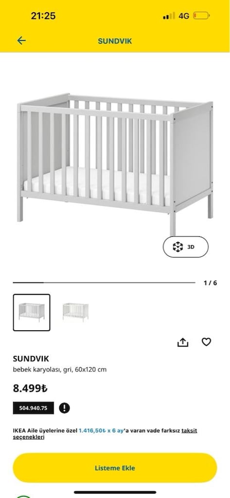 ikea model bebek karyolası ve gardırobu