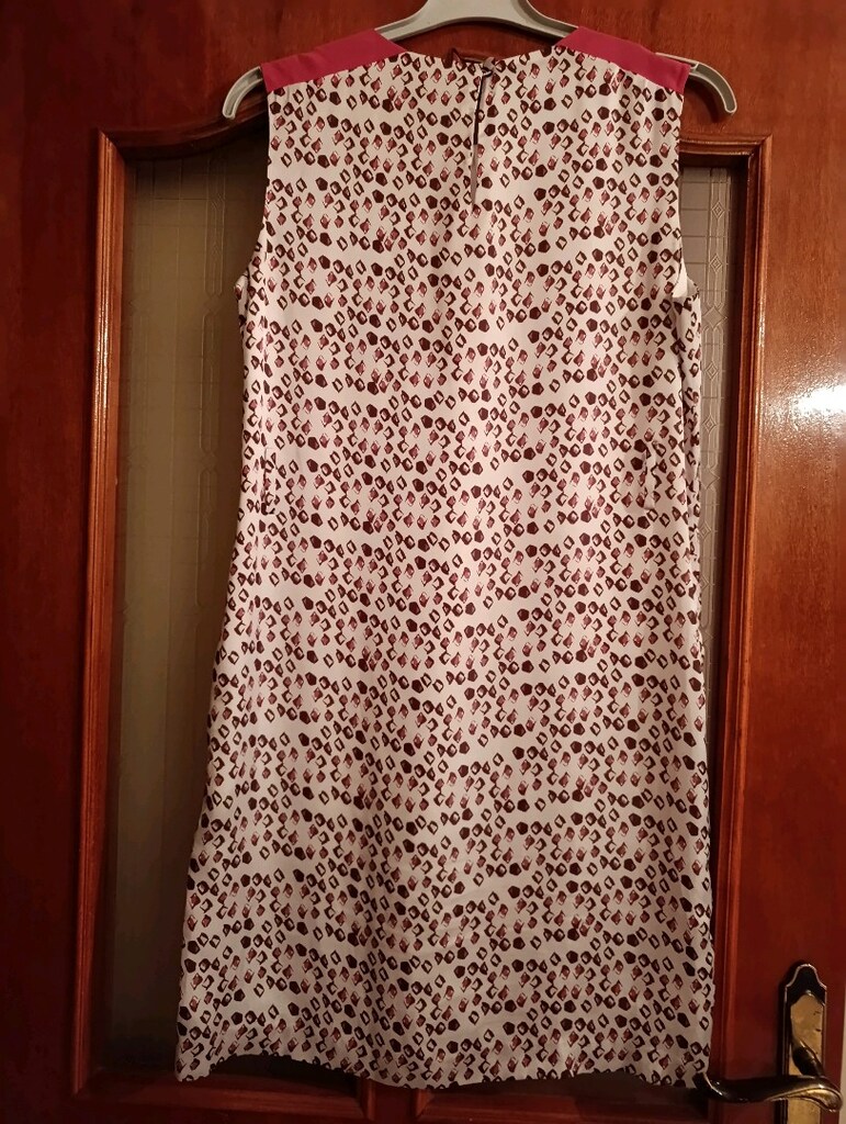 Pembe desenli pembe şerit detaylı elbise - 4
