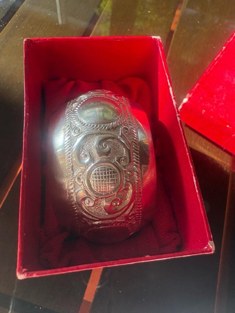 Antika Vintage Gümüş Peçetelik 27gr - 4