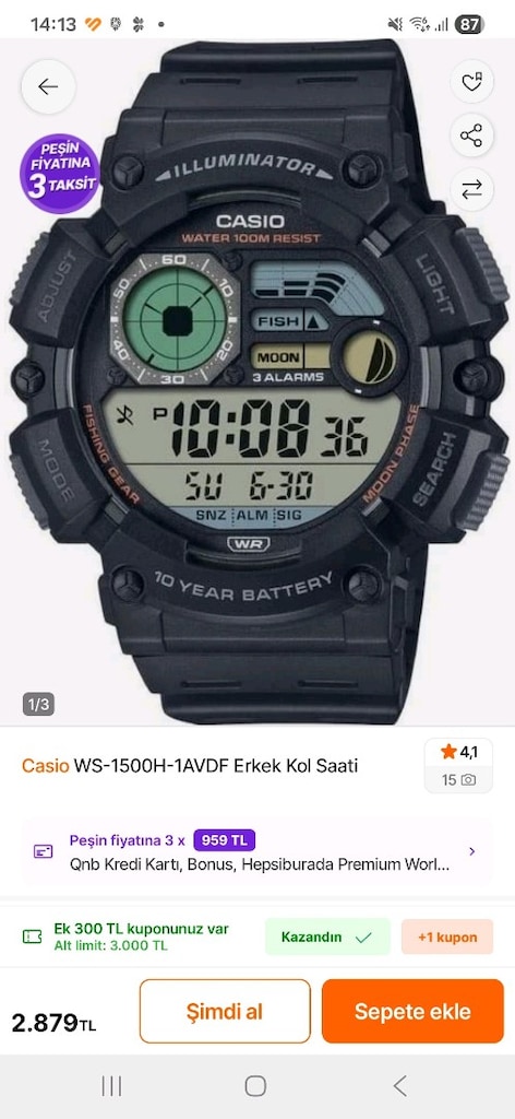 casio ws-1500 erkek saat - 8