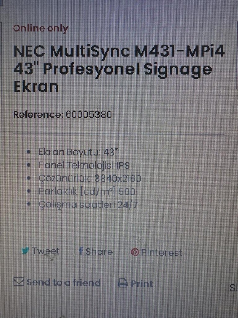 NEC MULTİSYNC M431 43inç TV MENÜBOARD - 5