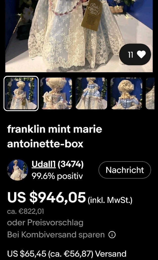Marie Antoinette porselen bebek damgalı vintage - 20