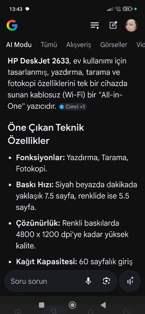 hp deskjet 2633 Yazıcı tarayıcı - 2