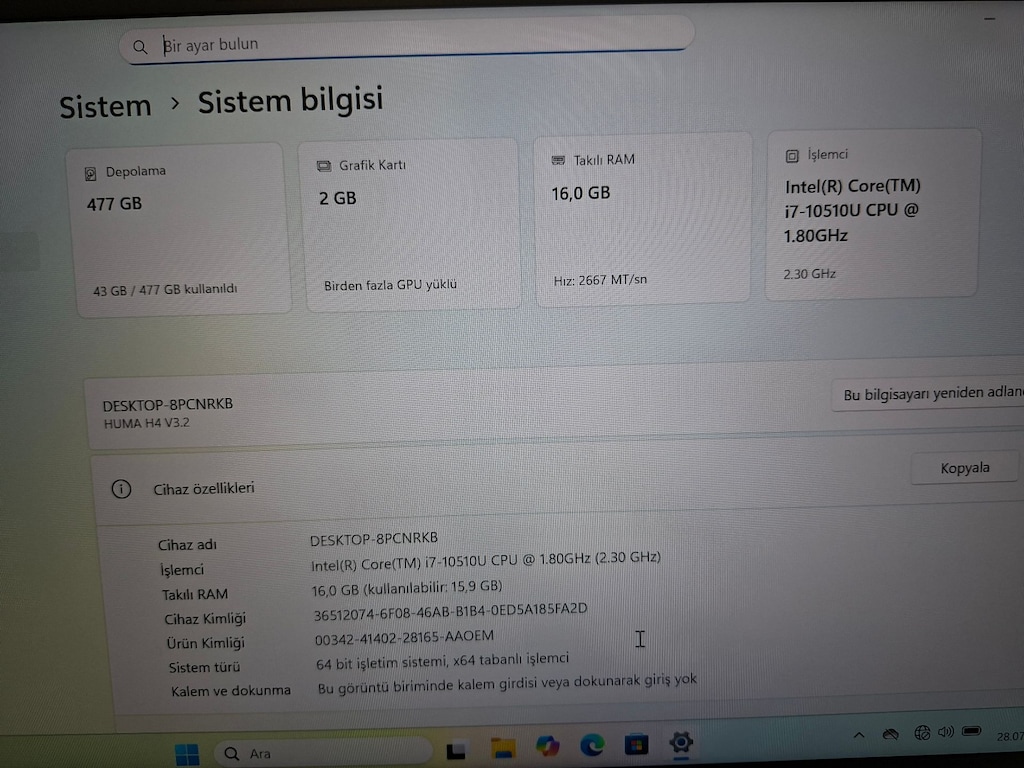 MONSTER HUMA H4 INTEL I7 10510U 16GB DDR4 RAM 512GB M2 NVME SSD - 3