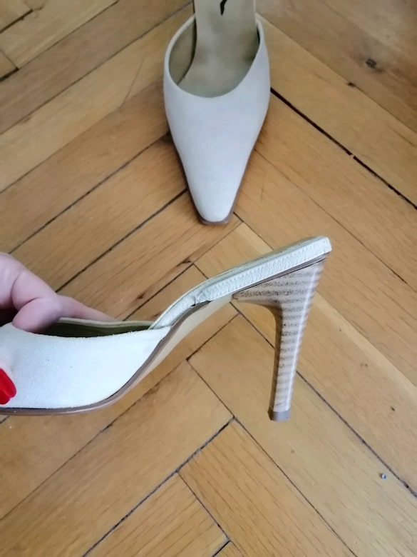 Krem Rengi Süet Stiletto - 3